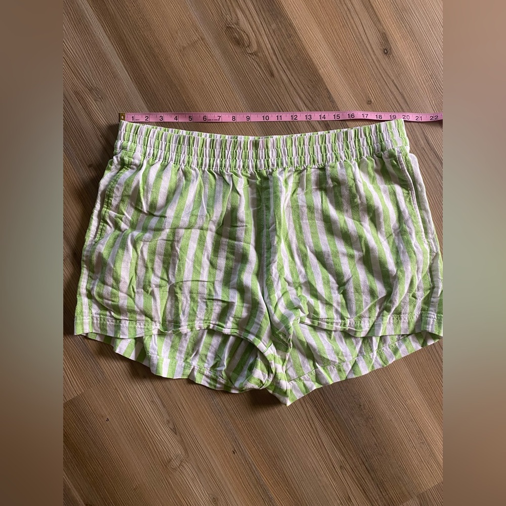 Old Navy Lime Green and White Striped Shorts